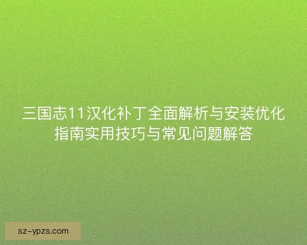 三国志11汉化补丁全面解析与安装优化指南实用技巧与常见问题解答