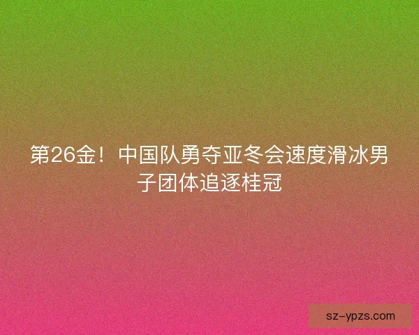 第26金！中国队勇夺亚冬会速度滑冰男子团体追逐桂冠